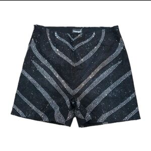 213 Mango Black & White RHINESTONE Women's Shorts SIZE LARGE